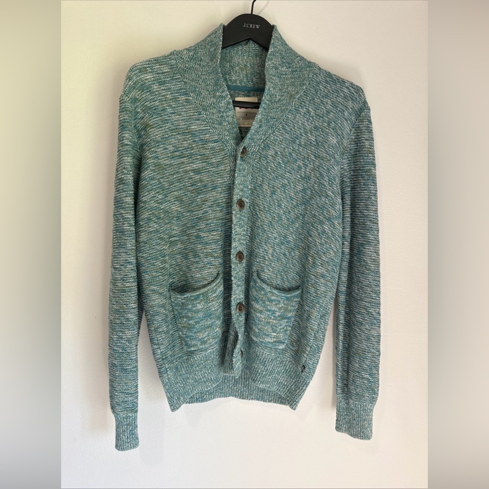 Signature by Levi Strauss Men's Teal Cardigan Sweater - Picture 2 of 10